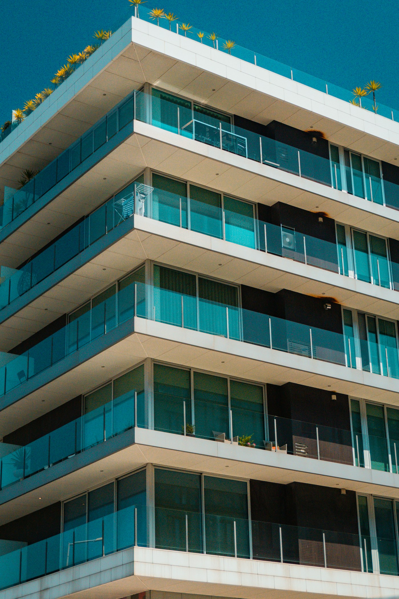 Residential building with glass balconies